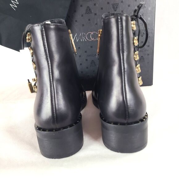 New MARC CAIN Women's (8.5) Black Leather Side Lace Up and Zip Ankle Bootie $420 - Picture 6 of 12